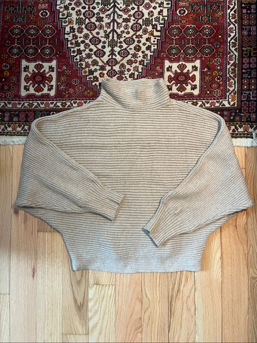 By Anthropologie Mock Neck Wide Sleeve Sweater Size XL in Beige